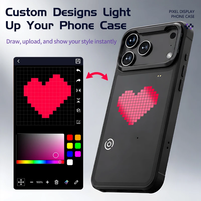 Phone Accessories And Cases - เคสโทรศัพท์มือถือแบบ DIY พร้อมหน้าจอแสดงภาพผ่านแอพ สำหรับ iPhone 17