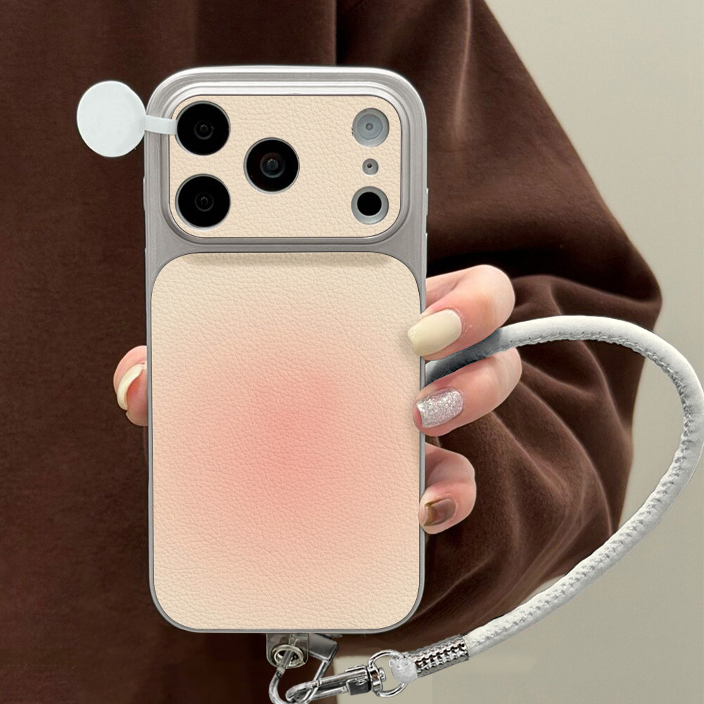 Lanyard Phone Strap - เคสโทรศัพท์ลายลิ้นจี่ สำหรับ iPhone 16 15 13