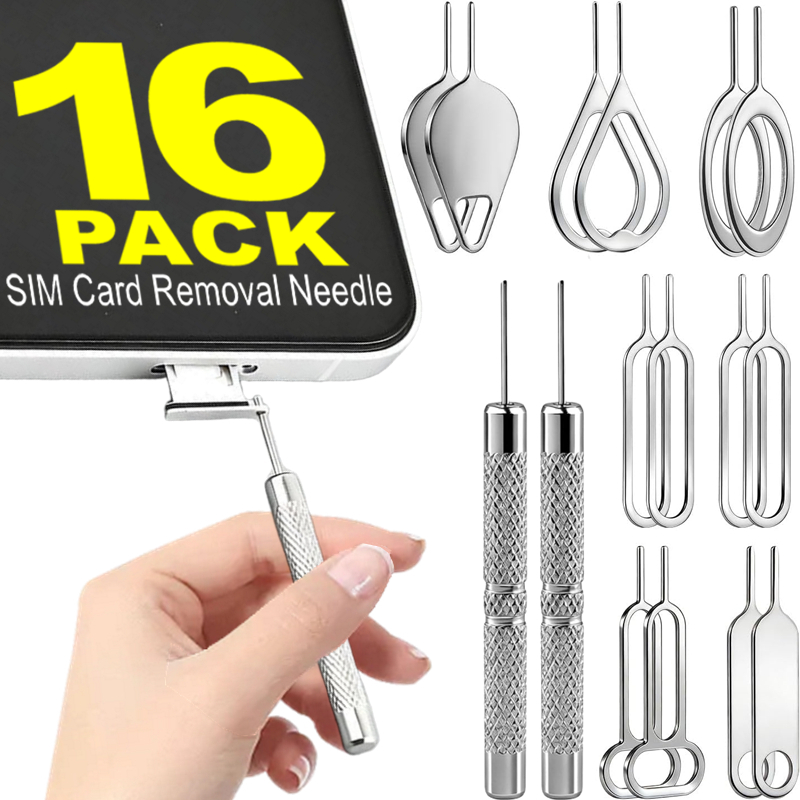 Sim Card Tool - เข็มจิ้มถาดซิมการ์ด 16in1 สำหรับโทรศัพท์มือถือ ป้องกันการสูญหาย ใช้กับ iPhone