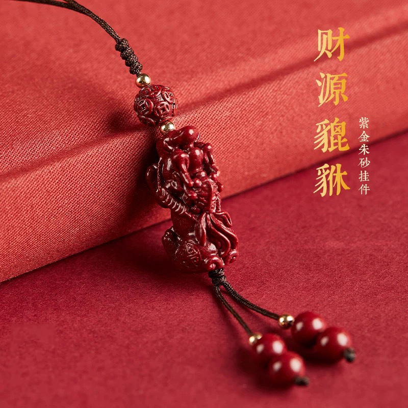 Phone Accessories Red - จี้ห้อยโทรศัพท์รูปปลาทองพิกซิว ทำจากดินแดงธรรมชาติ แกะสลักอย่างประณีต ของตกแต่งหรูหราสไตล์วินเทจ ของขวัญจากดีไซเนอร์แฟชั่น