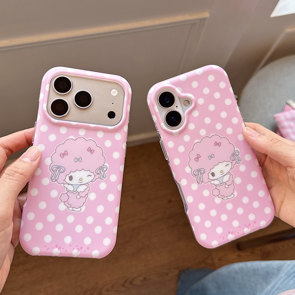 Quirky Phone Accessories - เคสโทรศัพท์ลายจุดสีชมพูด้าน ด้านนอกด้านในแบบด้าน ลายมายเมโลดี้ ป้องกันการกระแทก ป้องกันรอยนิ้วมือ สำหรับ