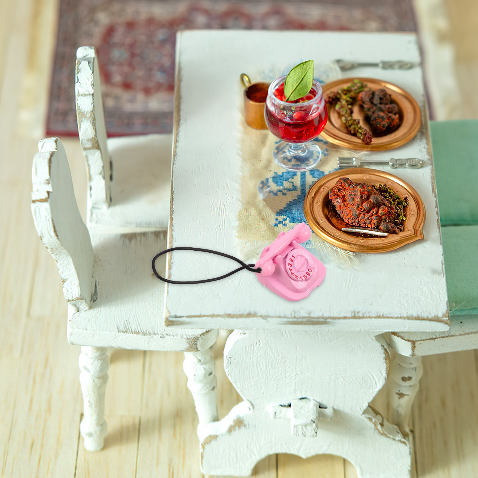Phone Accessories Europe - โทรศัพท์โบราณแบบหมุนได้ขนาดจิ๋ว ของตกแต่งบ้านตุ๊กตา เฟอร์นิเจอร์จิ๋วน่ารัก อุปกรณ์เสริมฉากจำลอง
