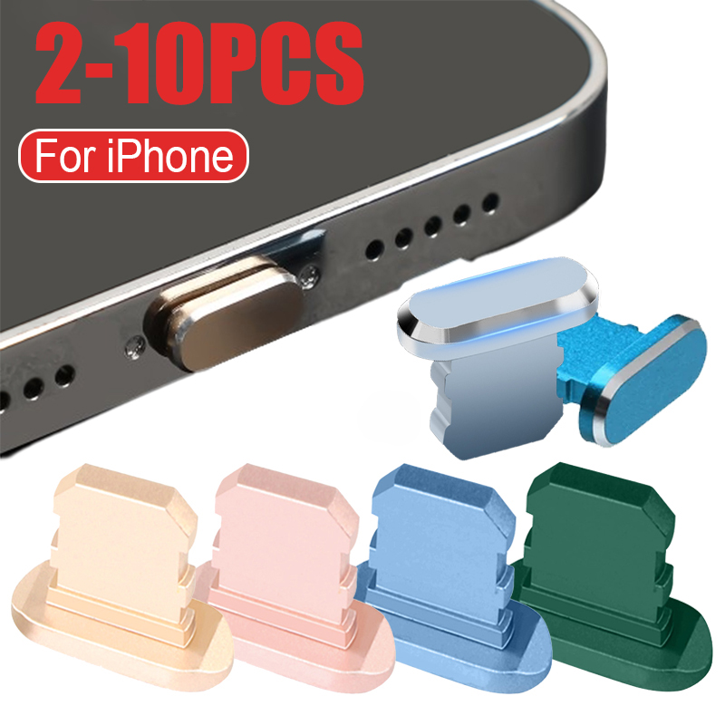 Airpod Case Cover - 2-10PCS อลูมิเนียมอัลลอยด์ปลั๊กป้องกันฝุ่นสำหรับไอโฟน 13 12 11 โปรแม็กซ์