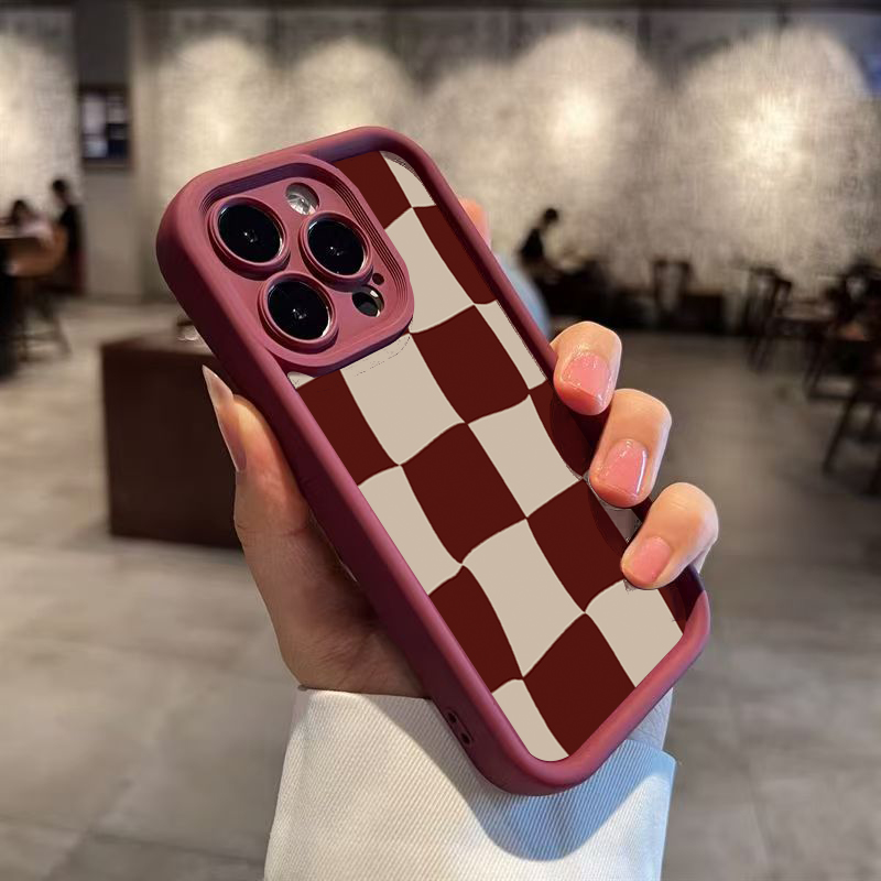 เคสโทรศัพท์ลายตารางสีแดงไวน์สำ - Phone Accessories Red บทวิจารณ์และราคา