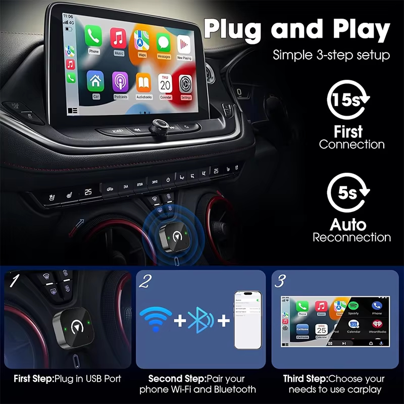 อะแดปเตอร์ CarPlay ไร้สายแบบ 2 - Usb C Hub บทวิจารณ์และราคา